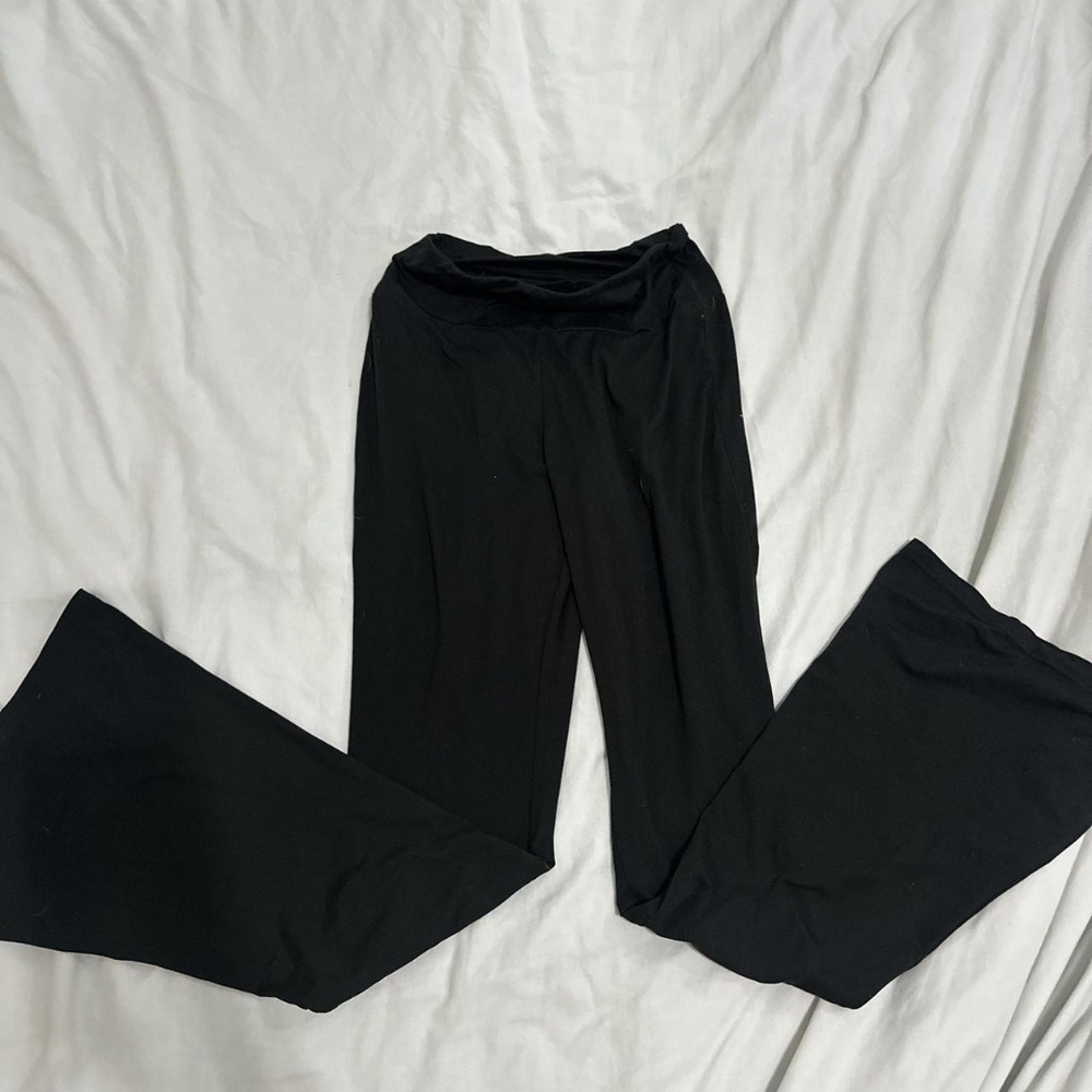 Black flared leggings